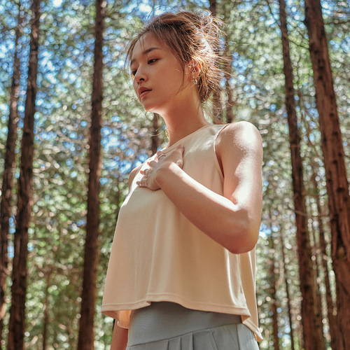  Light Nude Yoga Wear European and American Slim Fit Slim Back Sleeveless Blouse Fitness Sports Vest for Women