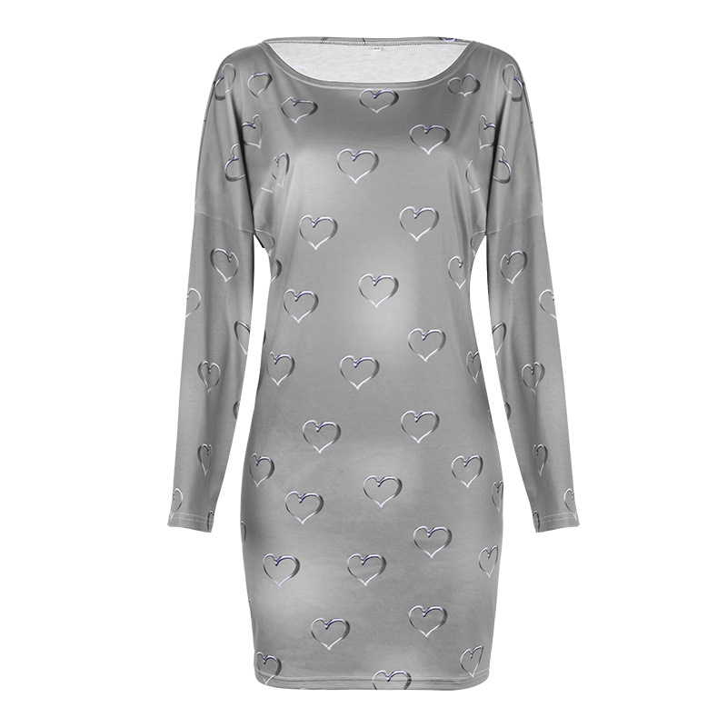 printing long-sleeved casual dress NSKX36797