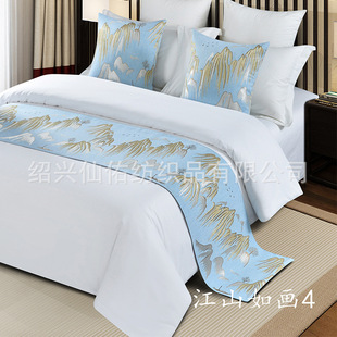 Factory direct supply hotel bed towel light luxury hotel linen supplies wholesale high-level sense of tribute brocade bed flag