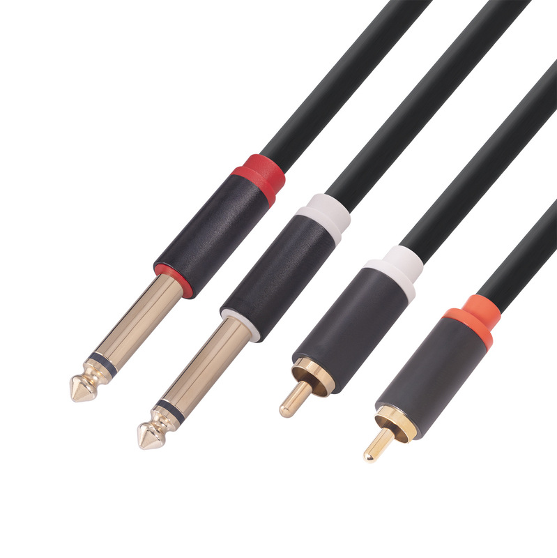 Gold-plated head aluminum alloy shell with shielded cable mixer double Lotus RCA revolution double 6.35 large two-core audio cable Gold-plated head aluminum alloy shell with shielded cable mixer double Lotus RCA revolution double 6.35 large two-core audio cable