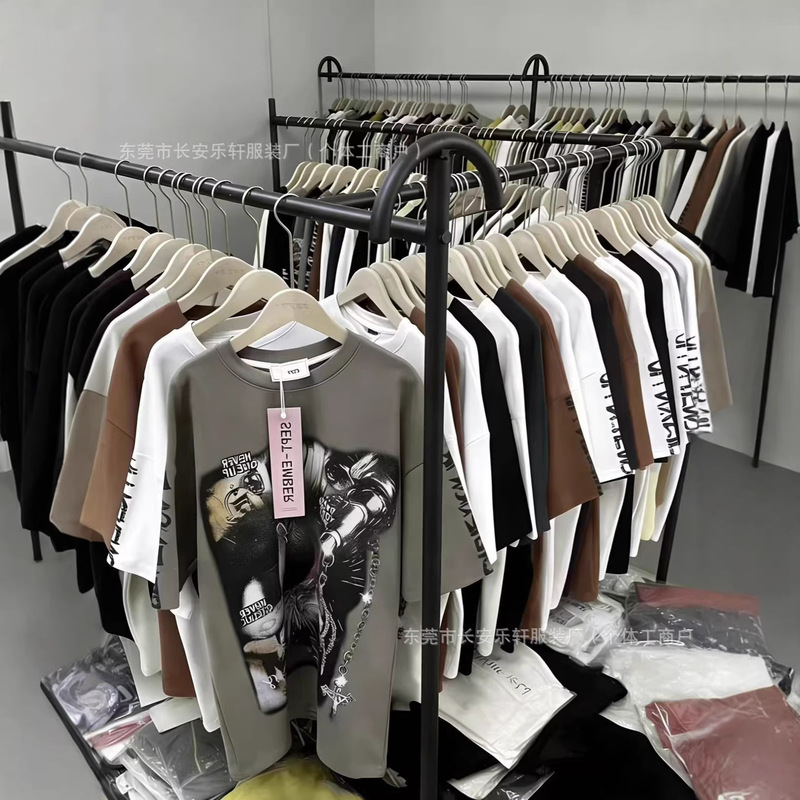 1688 Cross-Border High-Quality Heavy Cotton American-Style Trendy Printed Short-Sleeve T-Shirt Men's Popular Wholesale