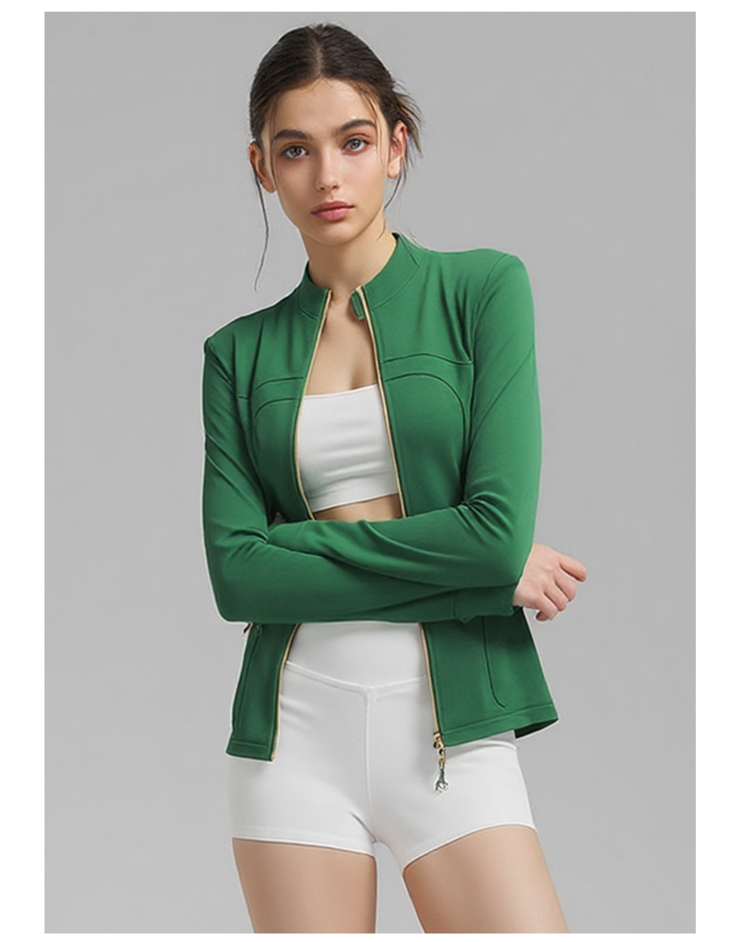 Women's Clothing Stand Up Collar Zip Up Cardigan Quick Drying Nylon Sports Top For Yoga Autumn Fashion_ecoleips.com