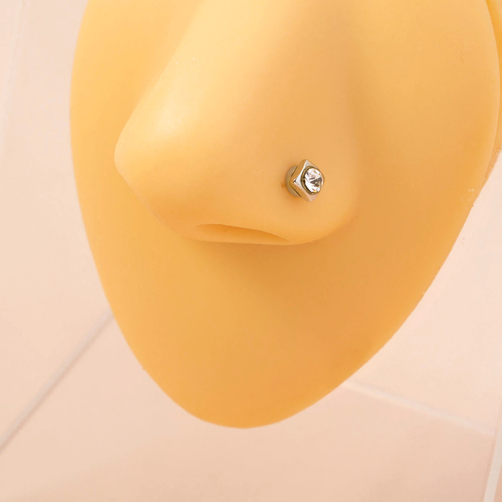 fashion stainless steel square diamond nose ring magnetic false nose stud