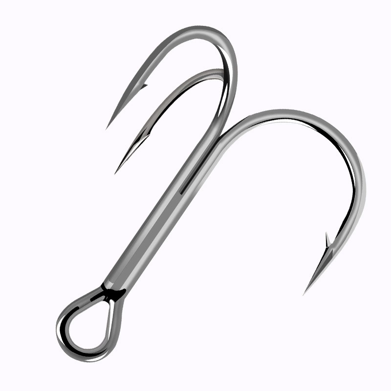 Холоднокатаный стальной рыболовный крючок BKK BT621-Black Nickel-1X 8# с удвоенным усилением, с тремя крючками, барбированный, с высокой углеродистой сталью