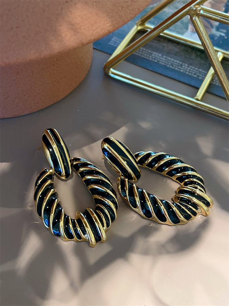 Ear Studs Classification 1 Pair Streetwear Stripe Enamel Plating Copper Ear Studs