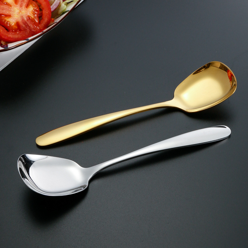 304 de acero inoxidable espesado vajilla cuchara de fondo plano arroz cuchara espesa cuchara cuadrada creativa cuchara de helado