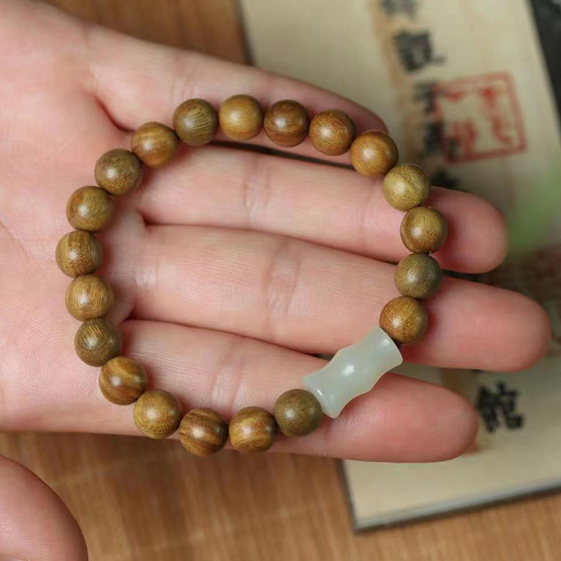綠檀木DIY玉竹款手串規格0.6 0.8男女念珠可愛風裝飾品首飾廠家批