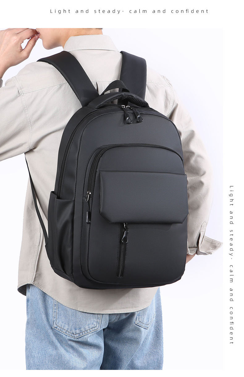 Wholesale of in-stock commuting and business backpacks for men, simple and large-capacity USB charging laptop bags, and student schoolbags undefined