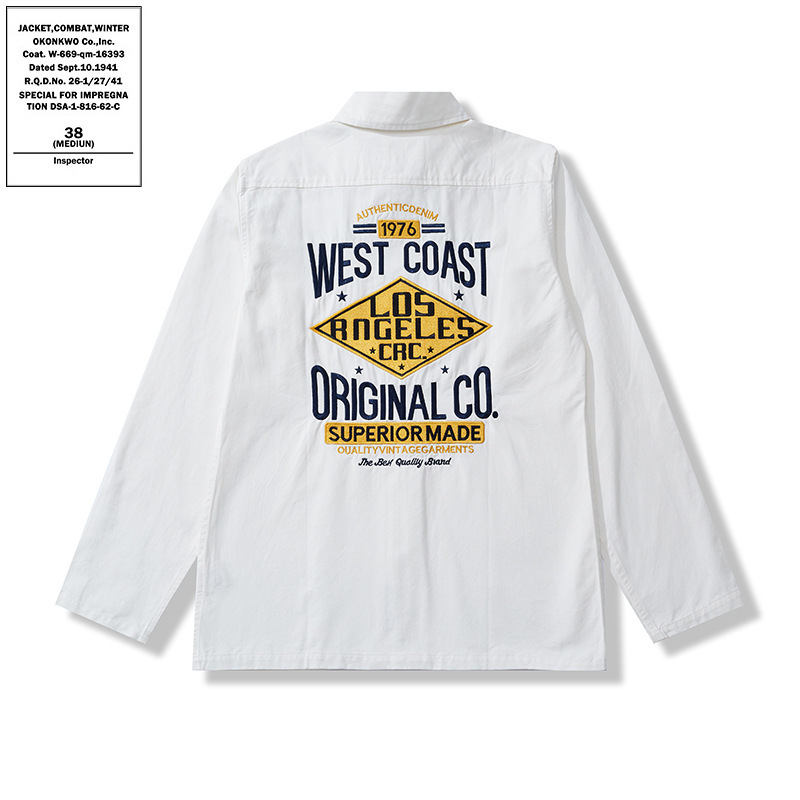 Autumn and Winter New Men's Locomotive Casual Embroidered Shirt Ami Kaku Sanding Cotton Work Shirt