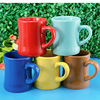 Ceramics Cup Factory Candy Cup Colored Glaze Milk Cup Xiaoman waist ceramic cup promotion with spoon Mark cup water cup