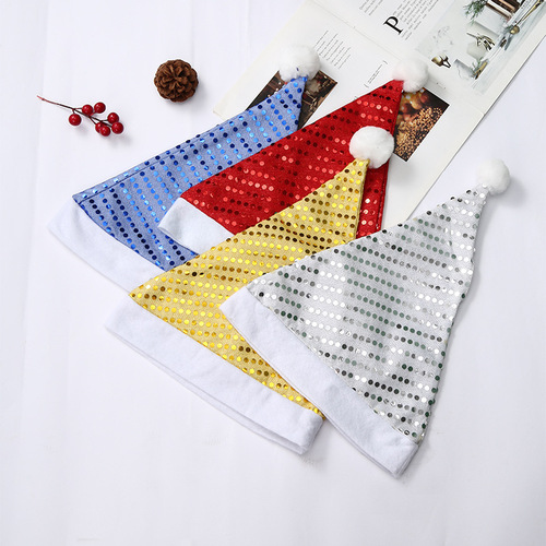 Colorful Bead Discs Deer Antler Christmas Hat Christmas Ornament Double-Sided Flip Christmas Sparkle Hat