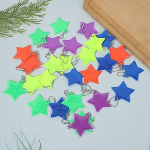 Five-Pointed Star Kidsren's Student Schoolbag Pendant Star Keychain Night Safety Warning Sign Cycling Reflective Pendant