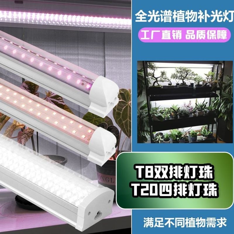 T8T20 lámpara de luz de planta de espectro completo para el cultivo de plántulas, coloración, prevención de crecimiento de invernadero hidropónico, plantación de verduras, lámpara de crecimiento LED