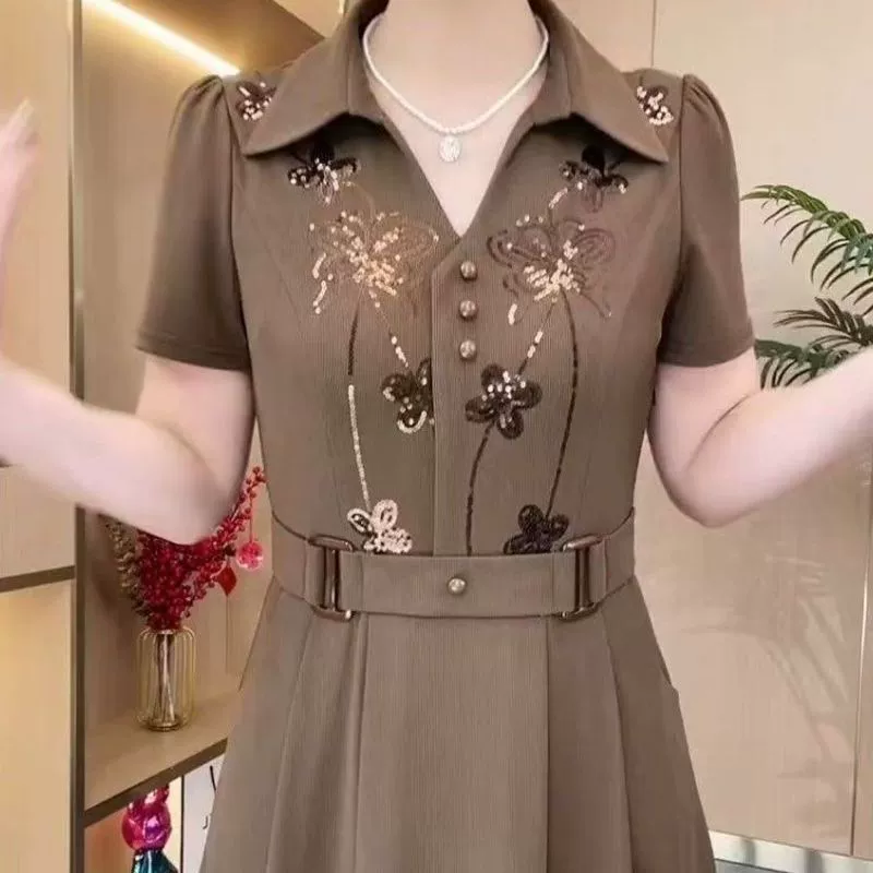 Элегантное платье в западном стиле, весна-осень 2024, новое, с пайетками, миди, милое