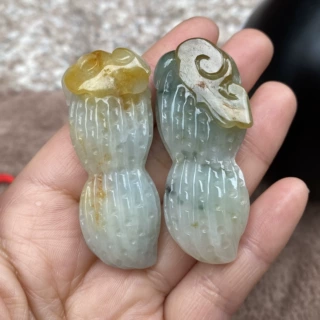 翡翠a货花生挂件一生如意吊坠男女款玉石项链情侣款吊坠