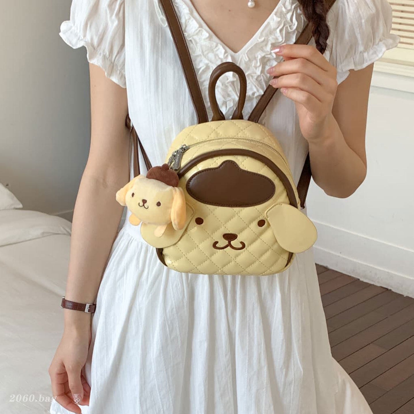 Lingerie mujer nueva mochila encantadora estudiantes diarios dibujos animados viaje 2026 nicho pudín perro mochila verano