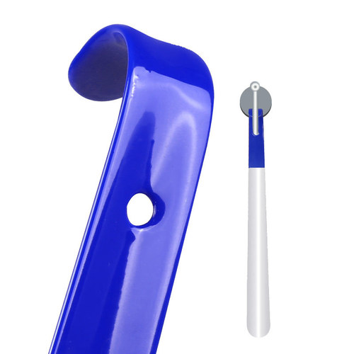 Stainless steel shoe horn, soft rubber, extra long hook shoe puller, convenient for lazy people to put on shoes, with hook metal shoe lift