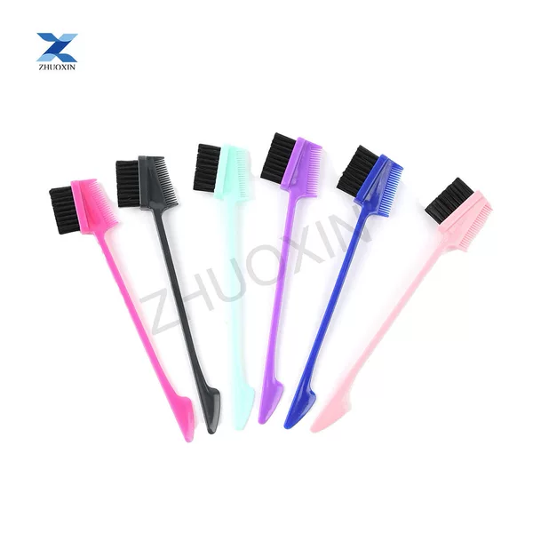 Cross-Border Hot-Selling Multi-Effect Functional Three-Head Eyebrow Brush Makeup Comb Edge Hairline Broken Hair Comb Custom Printing Logo