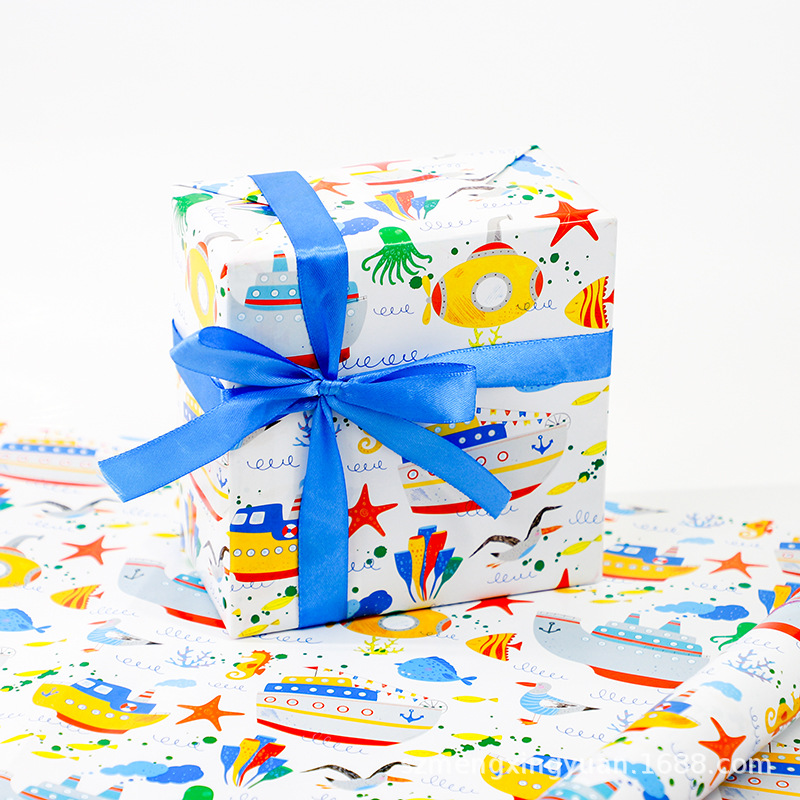 Nuevo papel de regalo creativo de dibujos animados de vacaciones de cumpleaños de hoja grande kindergarten bricolaje caja de regalo hecha a mano papel de embalaje papel decorativo