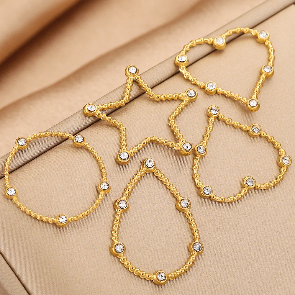304 Stainless Steel Material 4 PCS/Package 21.5mm Diameter 304 Stainless Steel Zircon Solid Color Pendant Jewelry Accessories