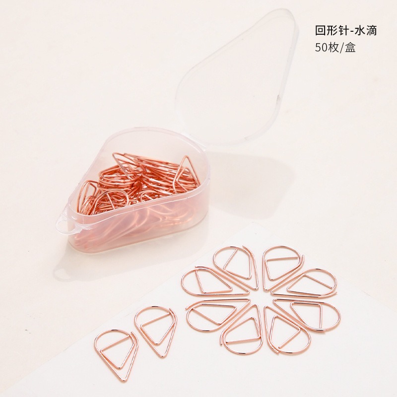 Clips de papel color oro rosa, clips de papel para marcapáginas, clips pequeños, bonitos y creativos, clips de papel metálicos con forma de palma de floristería, con forma de corazón.