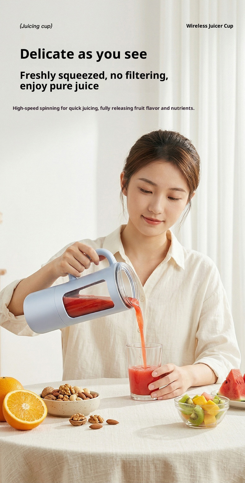 Tragbarer Entsafter mit Touchscreen-Display, USB-Ladung, tragbarer Smoothie-Mixer für Zuhause, 8-Messer-Schneidwerk, Eiskrusher-Funktion