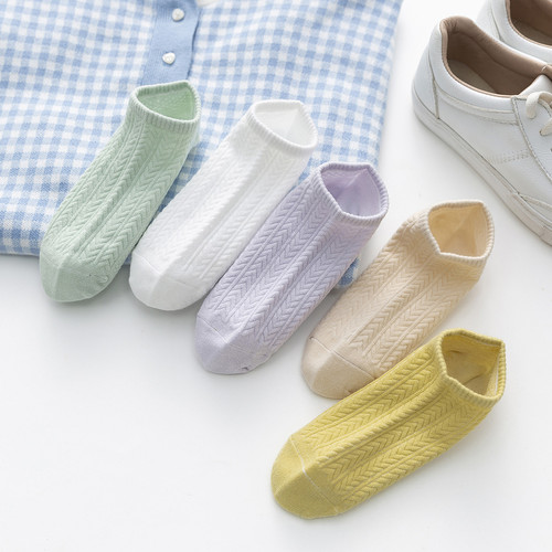Socks women's socks spring and summer solid color shallow mouth cotton socks short low-top women's socks summer thin boat socks ins trend