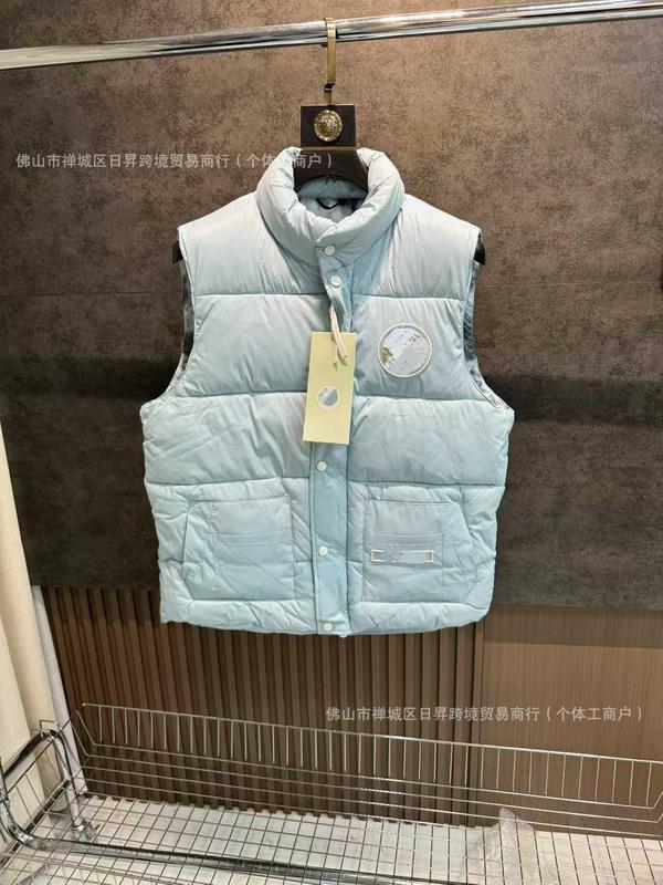2025冬季新款大鹅排骨羽绒棉服马甲男女同款刺绣立领保暖背心外套|undefined