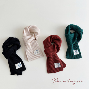 Korean Ins Children's Scarf Autumn and Winter Warm Boys' Boys' Small Standard Western Style Baby's Knitted Wool Scarf Fashionable