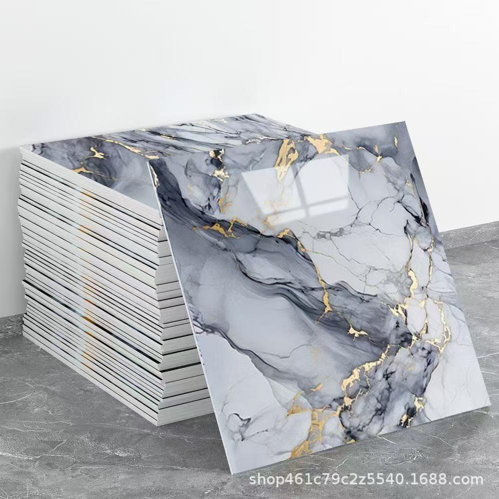 Cross-Border Export Imitation Marble Gilt 3D Tile Stickers Wall Renovation Decorative Stickers Oil-Proof and Waterproof Wallpaper Self-Adhesive