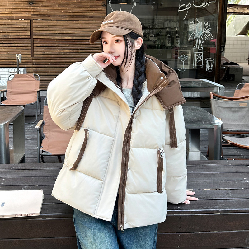 2025新款羽绒棉服女短款连帽加厚保暖面包服外套时尚百搭棉衣棉袄|undefined