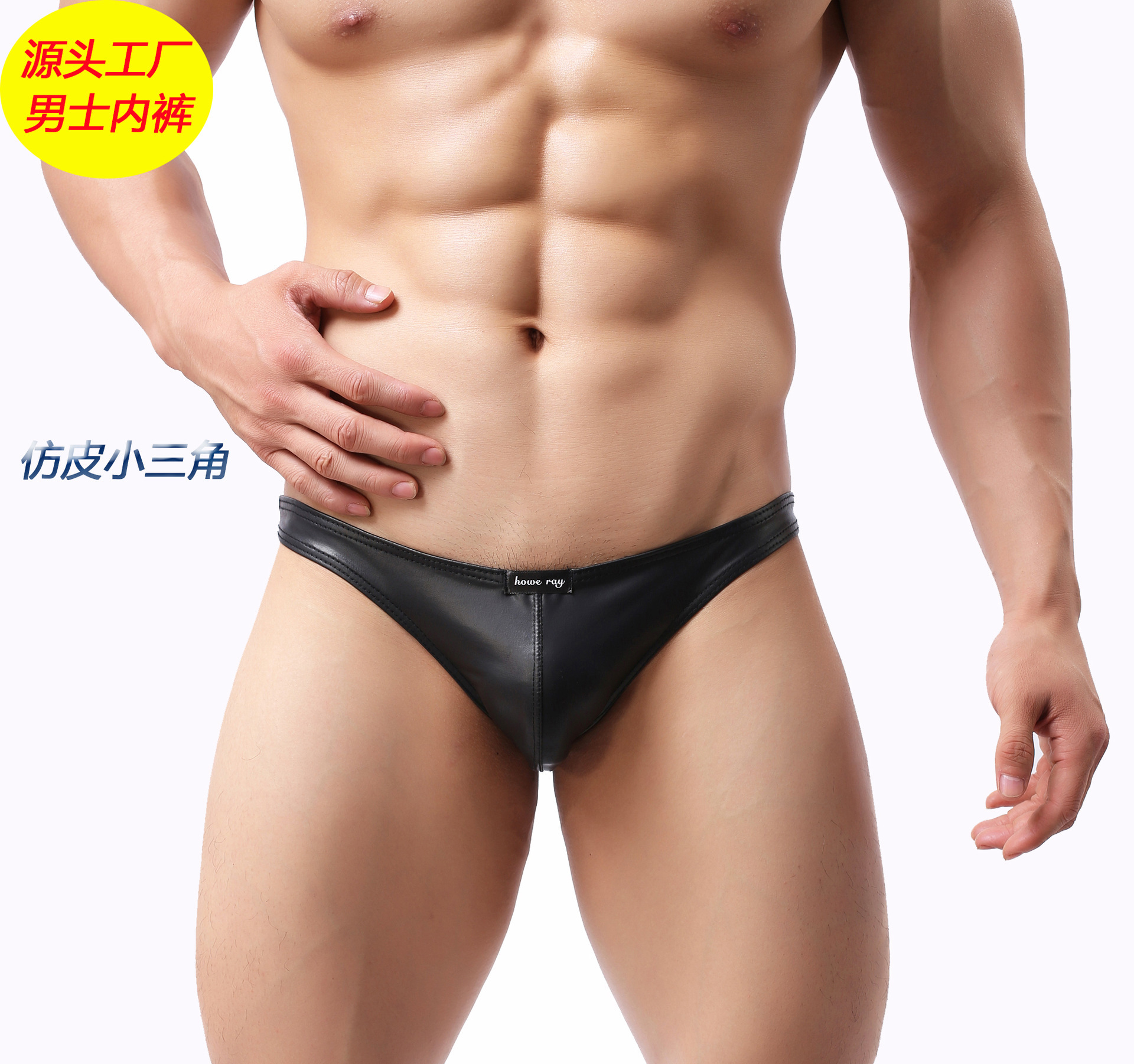 Cross-Border Export Howe Ray Men's Underwear Sexy Bikini Sexy Imitation Leather Briefs D03