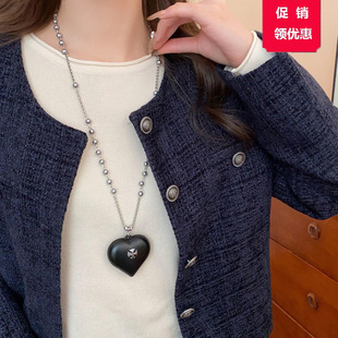 Woolen Chain Autumn and Winter Long Diamond-encrusted Cross South Korea Fashion Light Luxury High-end Niche Pendant Love Necklace Women