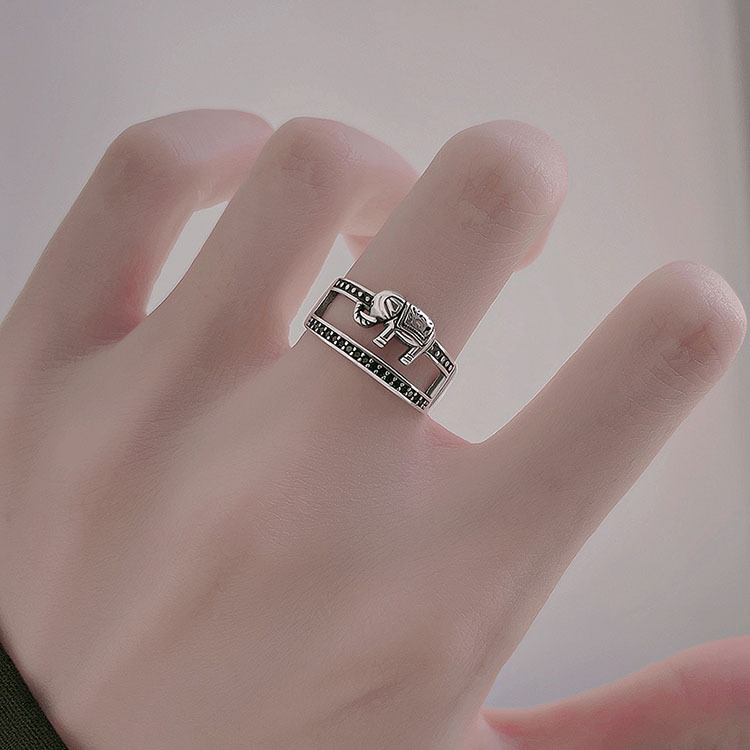 Sunrise Elephant Ring For Women, Minimalist Niche Design, Vintage Ethnic Style, Index Finger Open Ring, New Trendy Style_voghion.com
