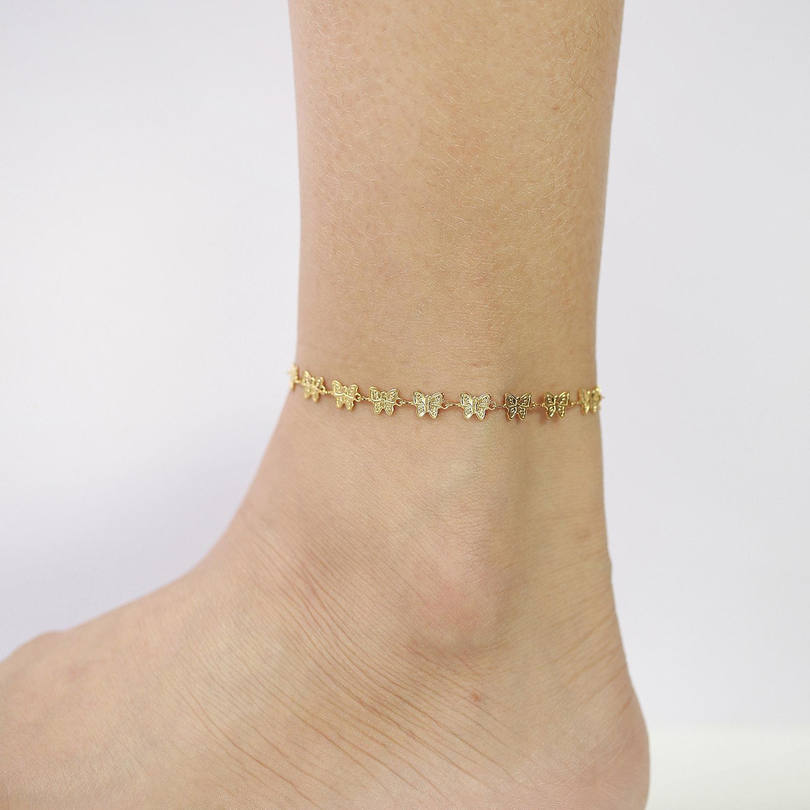 Simple Style Heart Shape Butterfly Stainless Steel Plating Gold Plated Women's Anklet display picture 5