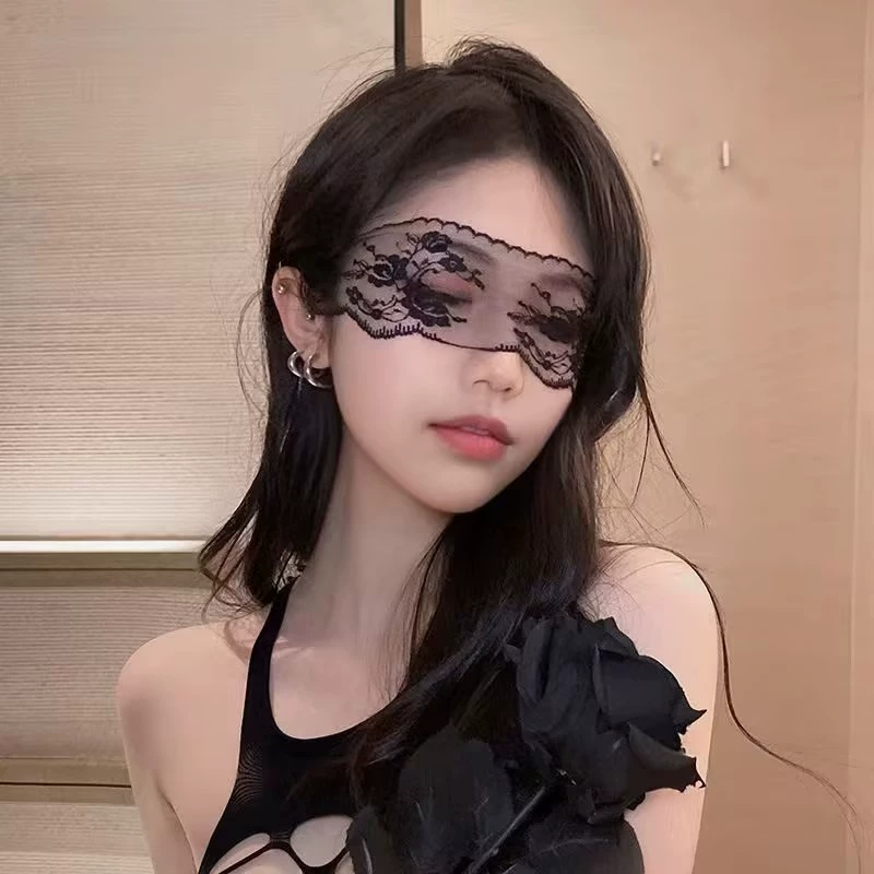 霏慕 Abstinence style pure lust style French elegant lace eye mask SM flirting veil adult products 7641 black and white