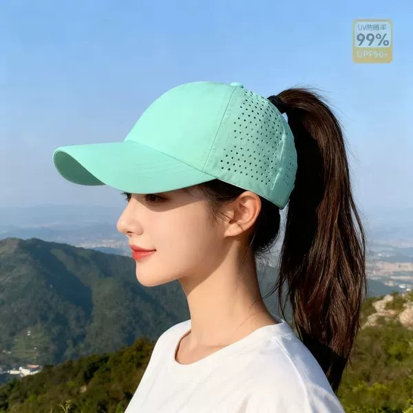Popular Foreign Trade High Ponytail Quick-Dry Thin Breathable Plain Printed Baseball Cap Outdoor Women's Mesh Sun Hat
