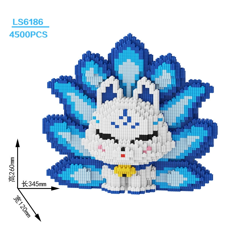 Constructor set Lego DIY small-brick fox toy, multi-size models 17–100 cm, birthday gift