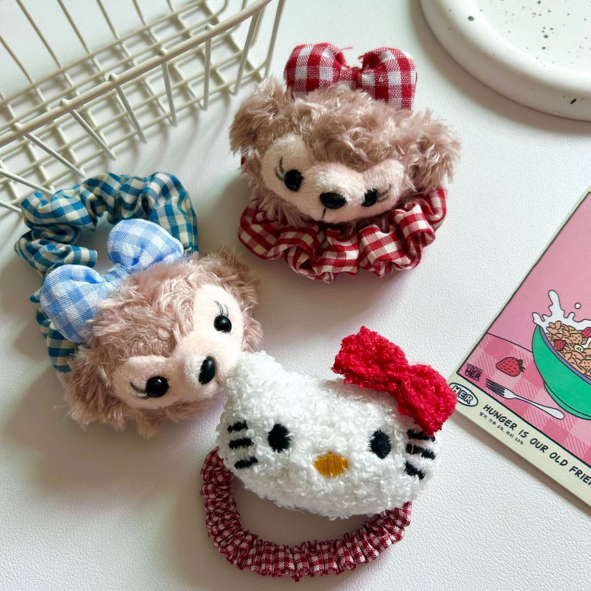 Bonito anillo de cabello de Shirley Mei estilo universitario JK viento muñeca cuadrilátero rojo <unk> <unk> clip de boca japonés joyería de cabello mujer