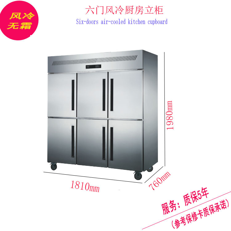 大容量不锈钢冰柜六门冰箱商用6门冰袋冷冻柜厨房高身雪柜