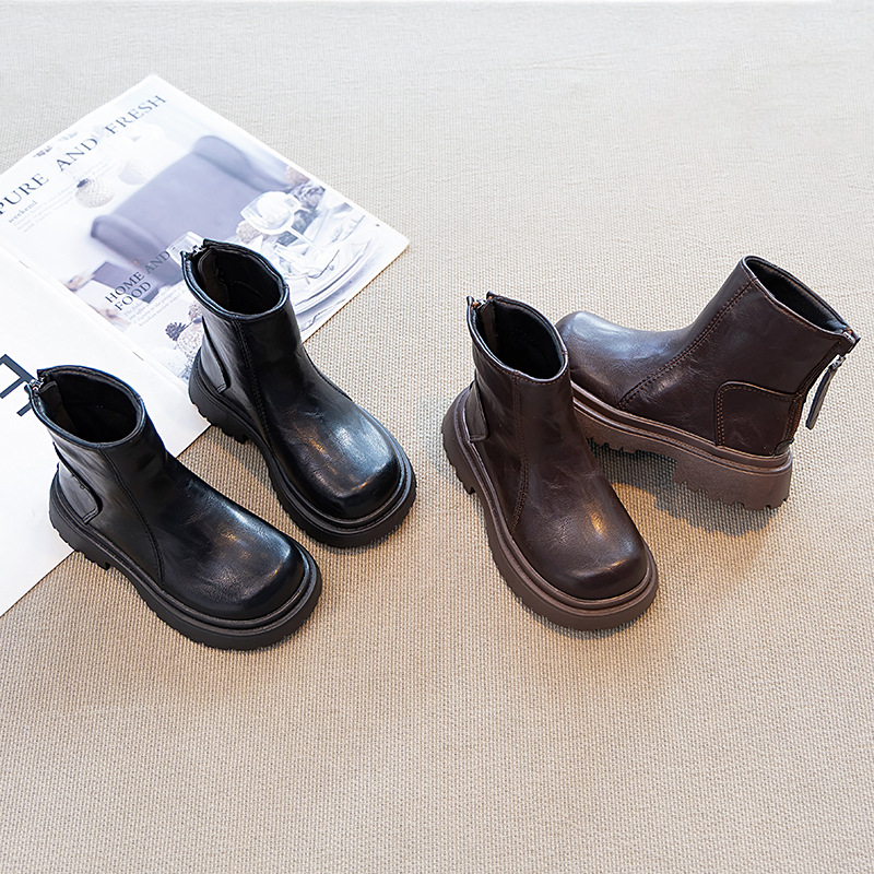 2025 New Winter Children's Shoes, Boys' Fashionable and Handsome Boots, British Style Thickeneded and Warm Girls' Fashion Boots