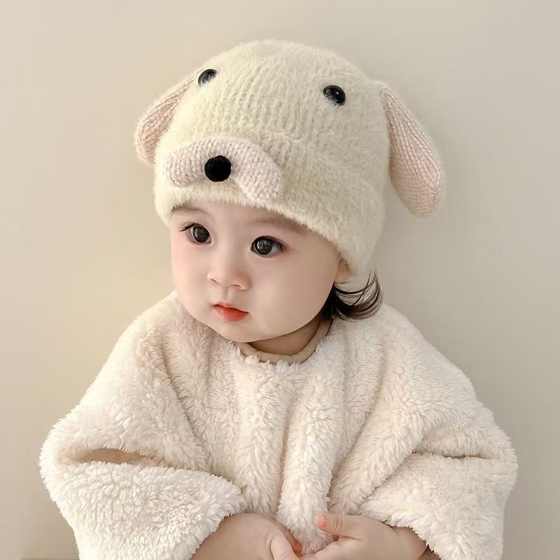 婴儿帽子秋冬款针织毛线帽婴幼儿冬季可爱超萌套头帽男宝宝护耳帽|undefined