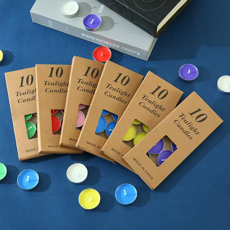 跨境批发10个盒装茶蜡圆形铝壳酥油灯蜡烛长明灯用品家用节日蜡烛