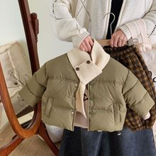 儿童羽绒服男童加厚2023新款中小童保暖宝宝羽绒服冬季外套军绿色