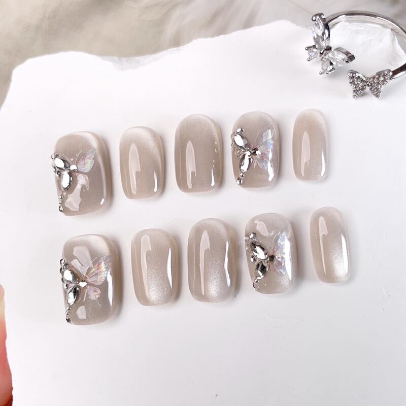 Handmade boutique wear nail high-grade little red book popular Spring Mountain mid-length nail patch short fake nails