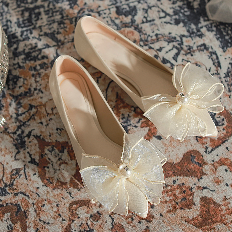 Chaussures de fiançailles pour enfants, femmes enceintes, chaussures simples à semelle plate, pieds non fatigants, robe de mariée princesse haut de gamme, chaussures de mariée_voghion.com