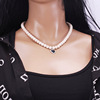 Summer black accessory, agate pendant, turquoise necklace, European style, boho style