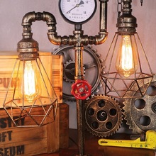 创意复古灯饰水管机器人朋克风工业铁管台灯礼物咖啡酒吧装饰摆件