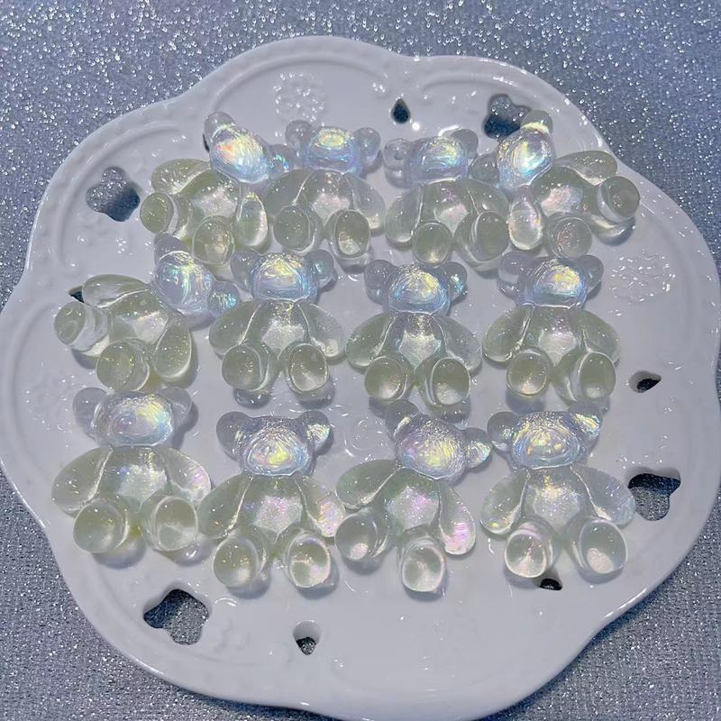 【双色冰透坐坐大熊】卡37×30mm萤火虫夜光 手工DIY饰品-树脂|undefined