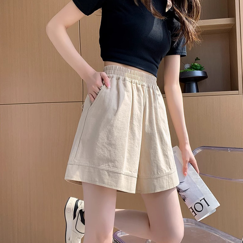 Cotton Wide-Leg Shorts for Women, Summer Thin Style, Elastic Waist, Slim Fit, Flattering, Suitable for Petite Figures, Casual A-Line Hot Pants, Trendy on Instagram Cotton Wide-Leg Shorts for Women, Summer Thin Style, Elastic Waist, Slim Fit, Flattering, Suitable for Petite Figures, Casual A-Line Hot Pants, Trendy on Instagram